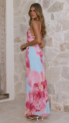 Scarlet Maxi Dress - Blue/Pink Floral