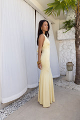 Chic Spark Halter Maxi Dress Yellow