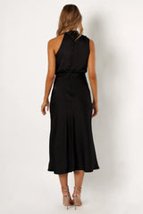 Anabelle Halter Neck Midi Dress - Black