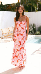 Margie Midi Dress - Pink/Red