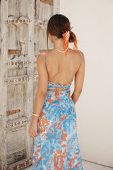 Peony Pillow Maxi Dress Blue