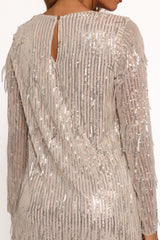Serena Sequin Mini Dress - Nude/Silver