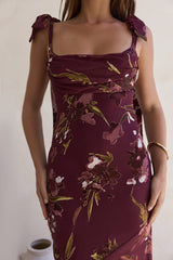 Night Garden Maxi Dress Burgundy