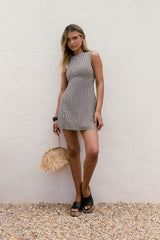 Dreamy Skies Gingham Mini Dress Brown