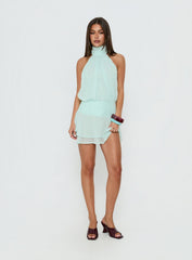 Isamira Halter Pleat Mini Dress Jelly Mint