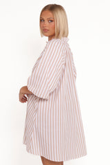Doran Mini Dress - Beige White