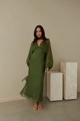 Our Nostalgia Long Sleeve Maxi Dress Green