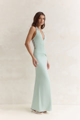 Seaside Glow Halter Maxi Dress Sage