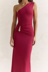 First Class Life One Shoulder Maxi Dress Wine