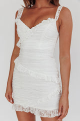 La Vida Frill Trim Mini Dress White