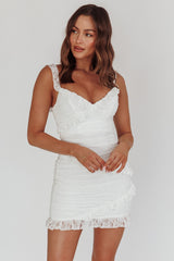 La Vida Frill Trim Mini Dress White
