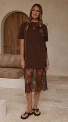 Danika T-Shirt Midi Dress - Chocolate