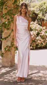 Halle One Shoulder Maxi Dress - Pink
