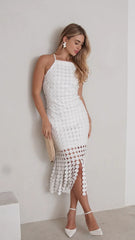Sofia Disc Halter Midi Dress