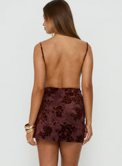 Emmalee Low Back Mini Dress Burgundy Burnout