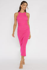 Charmed Me Ribbed Knit Midi Dress Hot Pink