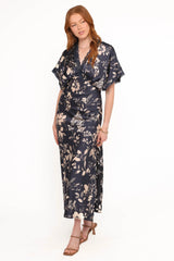 Laurent Midi Dress - Navy Cream Floral