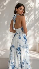 Maribel Floral Halter Midi Dress