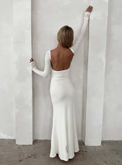 Snyder Long Sleeve Sheer Maxi Dress Cream