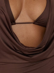 Kiko Plunge Halter Mini Dress Espresso
