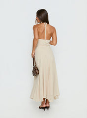 Carlisla Ruched Halter Maxi Dress Yellow