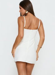 Romanzia V Neck Mini Dress White