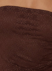 Cavalier Strapless Lace Mini Dress Chocolate