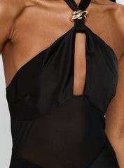 Rosario Halter Sheer Maxi Dress Black