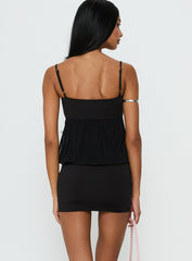 Franciska Sheer Blouson Mini Dress Black