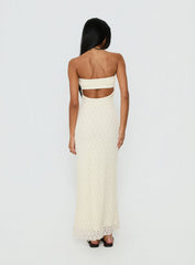 Aryela Strapless Textured Maxi Dress Cream