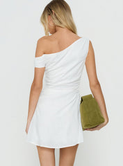 Izadonna Off Shoulder Cinched Mini Dress White