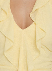 Leyda Plunge Frill Maxi Dress Yellow