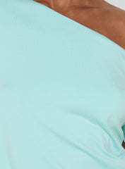 Jamelle Off Shoulder Mini Dress Aqua Blue