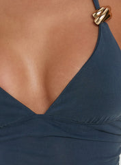Imeraldia Hardware Halter Mini Dress Navy