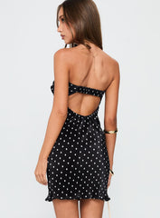Jacquelyn Plisse Mini Dress Black / Polka Dot