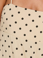 Triniti Square Neck Maxi Dress Cream Polka Dot