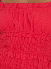 Rubiella Shirred Maxi Dress Red