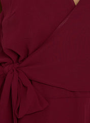 Dream Of Me Wrap Halter Mini Dress Burgundy