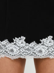 Olyra Lace Trim Mini Dress Black / White