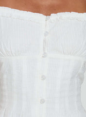 Zoela Off Shoulder Ruffle Mini Dress White