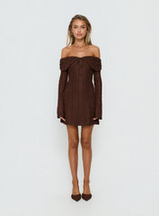 Colettie Long Sleeve Mini Dress Chocolate