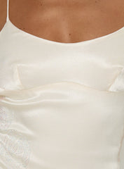 Catch You Up Beaded Mini Dress Cream