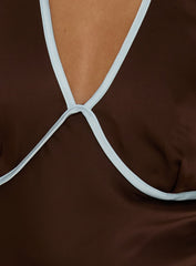 Jacyntha Halter Mini Dress Chocolate / Blue