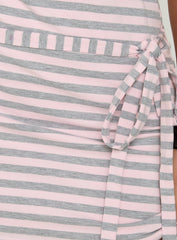 Favourite Daughter Tie Detail Mini Dress Pink / Grey Stripe