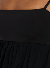Franciska Sheer Blouson Mini Dress Black