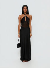 Rosario Halter Sheer Maxi Dress Black