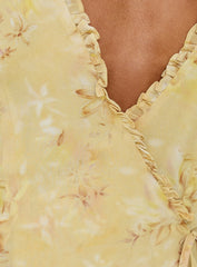 Taija Wrap Mini Dress Yellow Floral