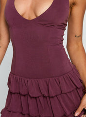 Under The Moonlight Halter Playsuit Wine