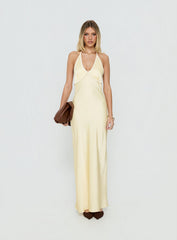 Esmia Halter Maxi Dress Lemon / White