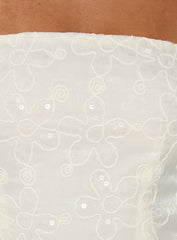 We Made It Strapless Sequin Mini Dress Cream